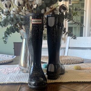 Hunter Black Speckle Gloss Rain Boots